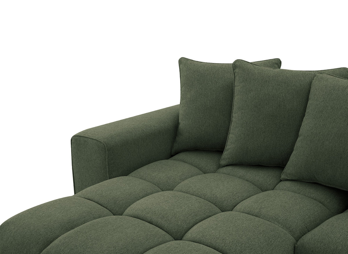 Canapé d'angle en tissu texturé vert olive CLARISSE - Angle gauche