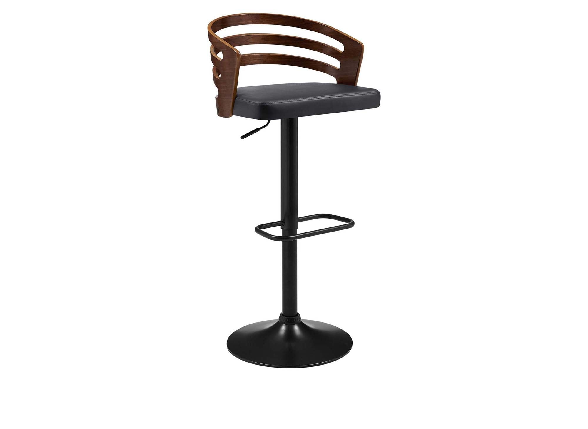 AIDEN Designer-Barhocker aus Holz und schwarzem Kunstleder
