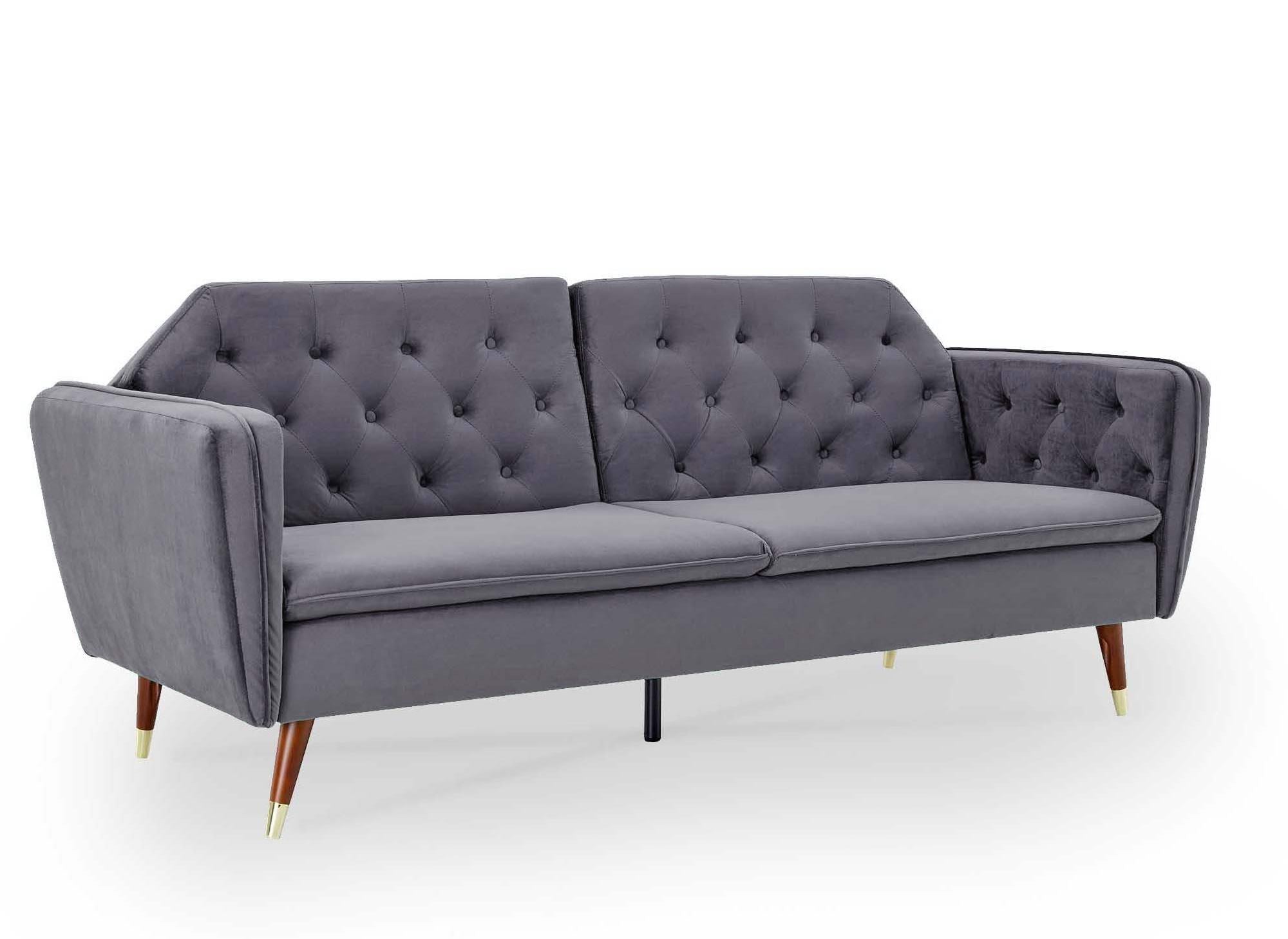 Ariane 3-Sitzer-Schlafsofa aus grauem Samtstoff
