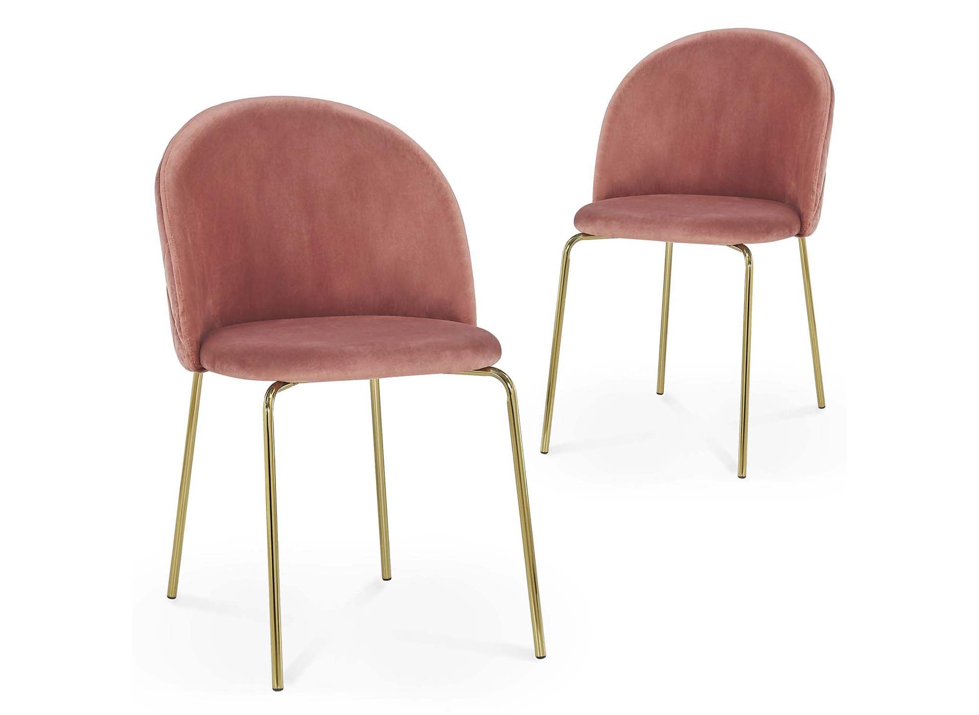 2er-Set KENNETH Designer-Stühle aus rosa Samt