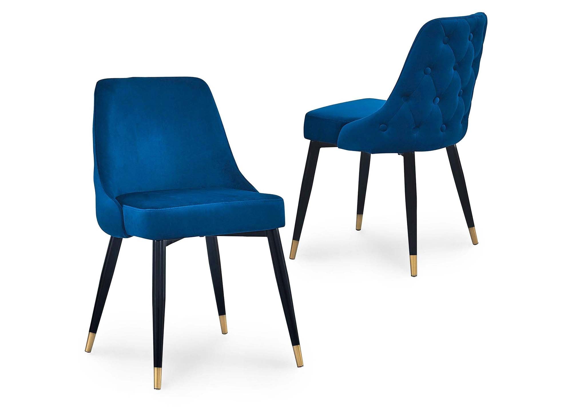 2er-Set DORINA Stühle mit blauem Samtbezug