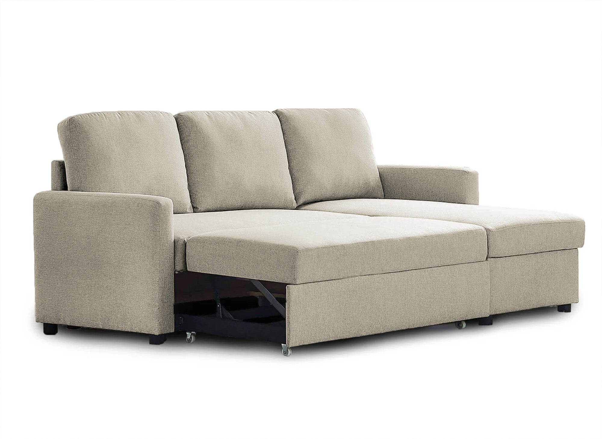 ADAM Wende-Ecksofa aus grauem Stoff mit Aufbewahrungsbox