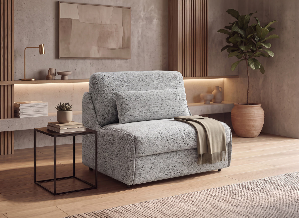 Express 1-Sitzer-Umbausofa aus grauem Frotteestoff IMELDA
