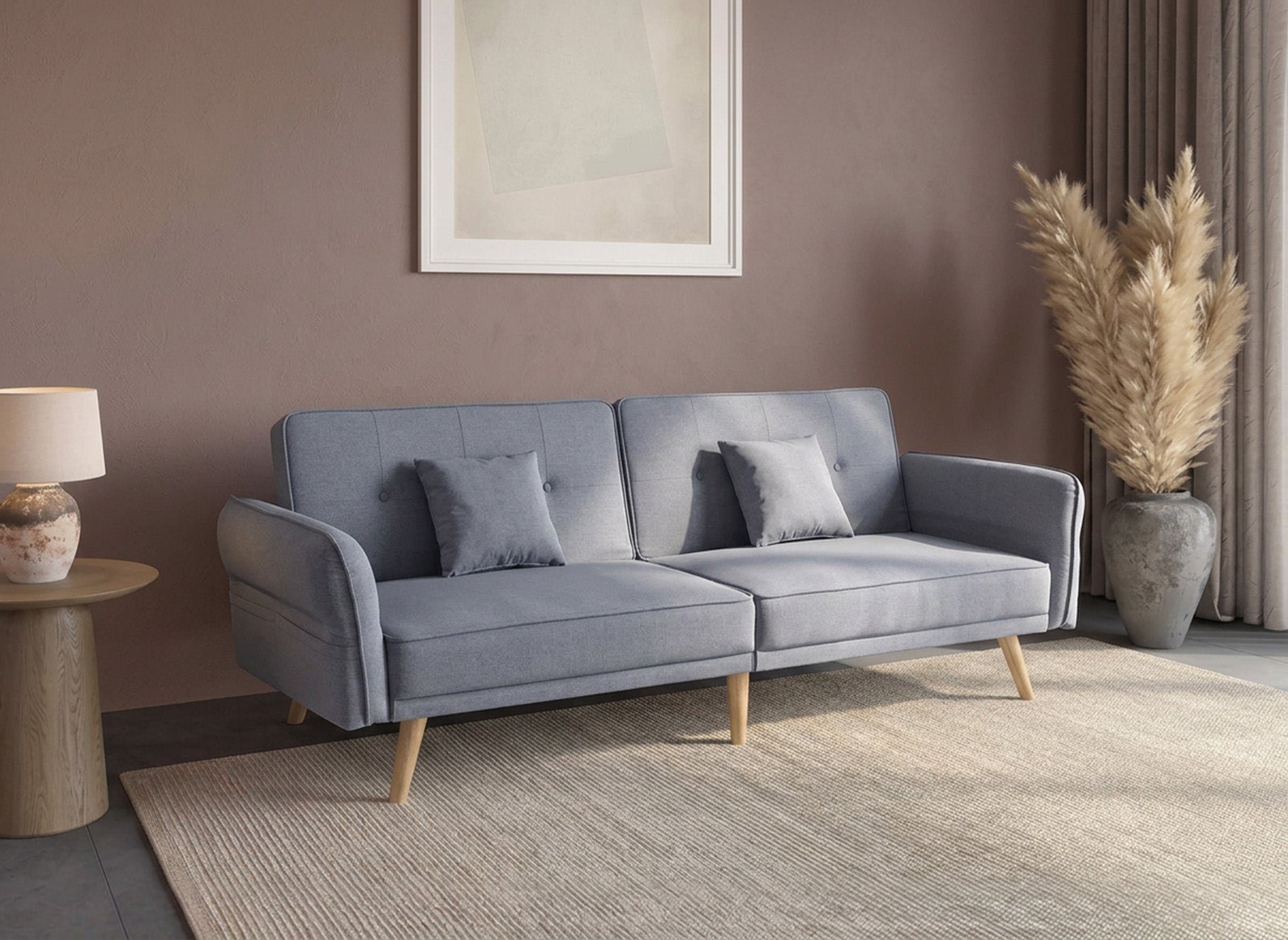 CHILI 3-Sitzer-Schlafsofa aus grauem Stoff