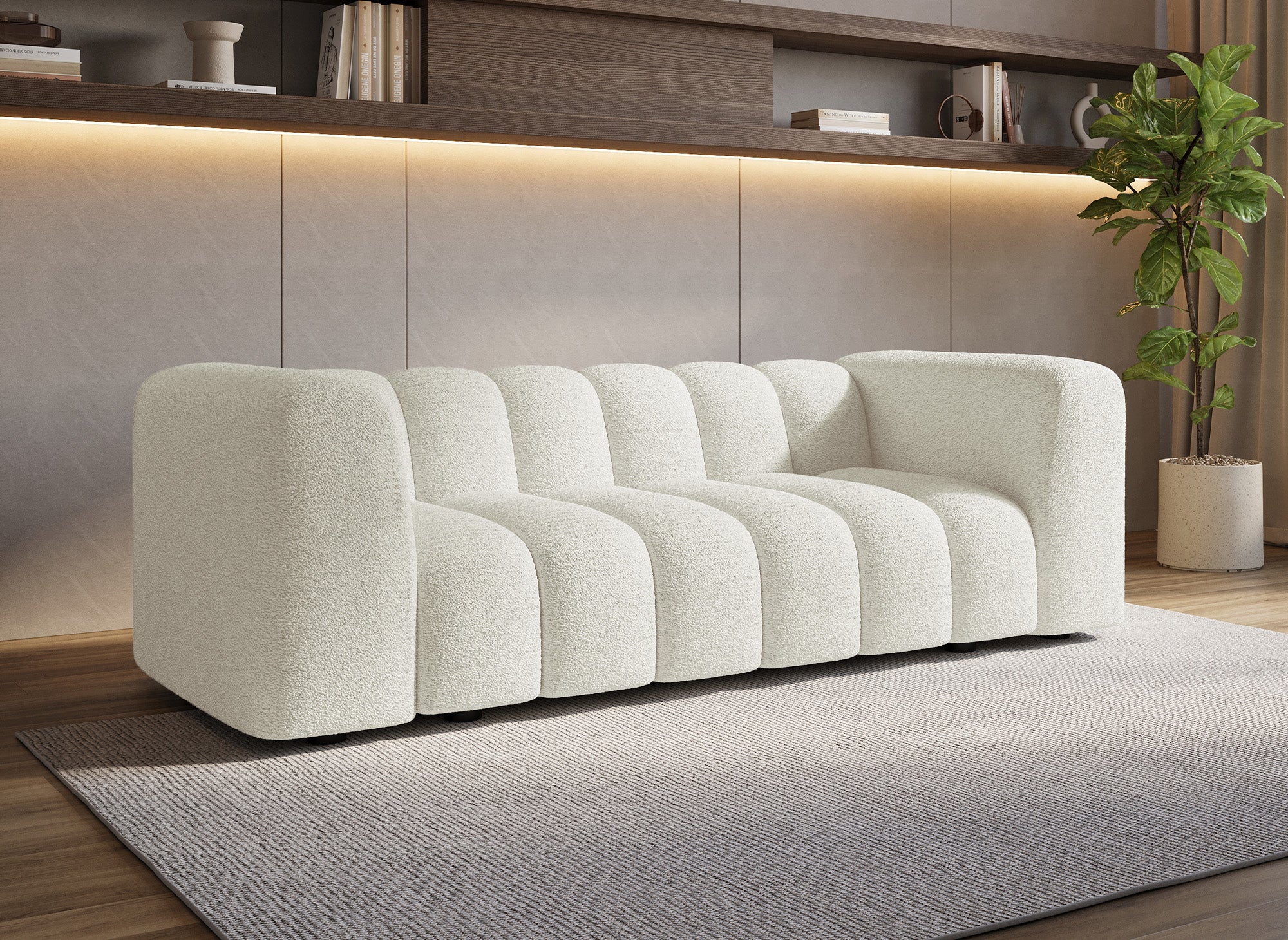 AELIS 3-Sitzer-Sofa aus ecrufarbenem Bouclé-Stoff
