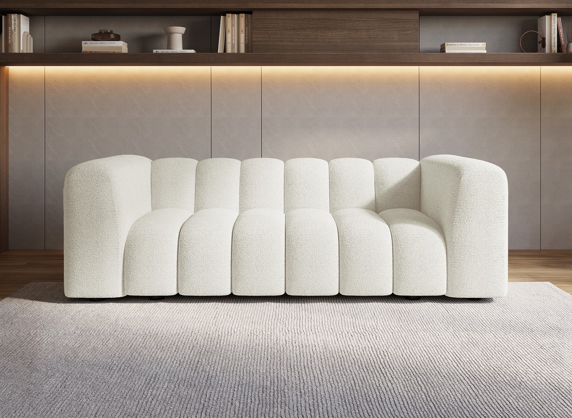 AELIS 3-Sitzer-Sofa aus ecrufarbenem Bouclé-Stoff