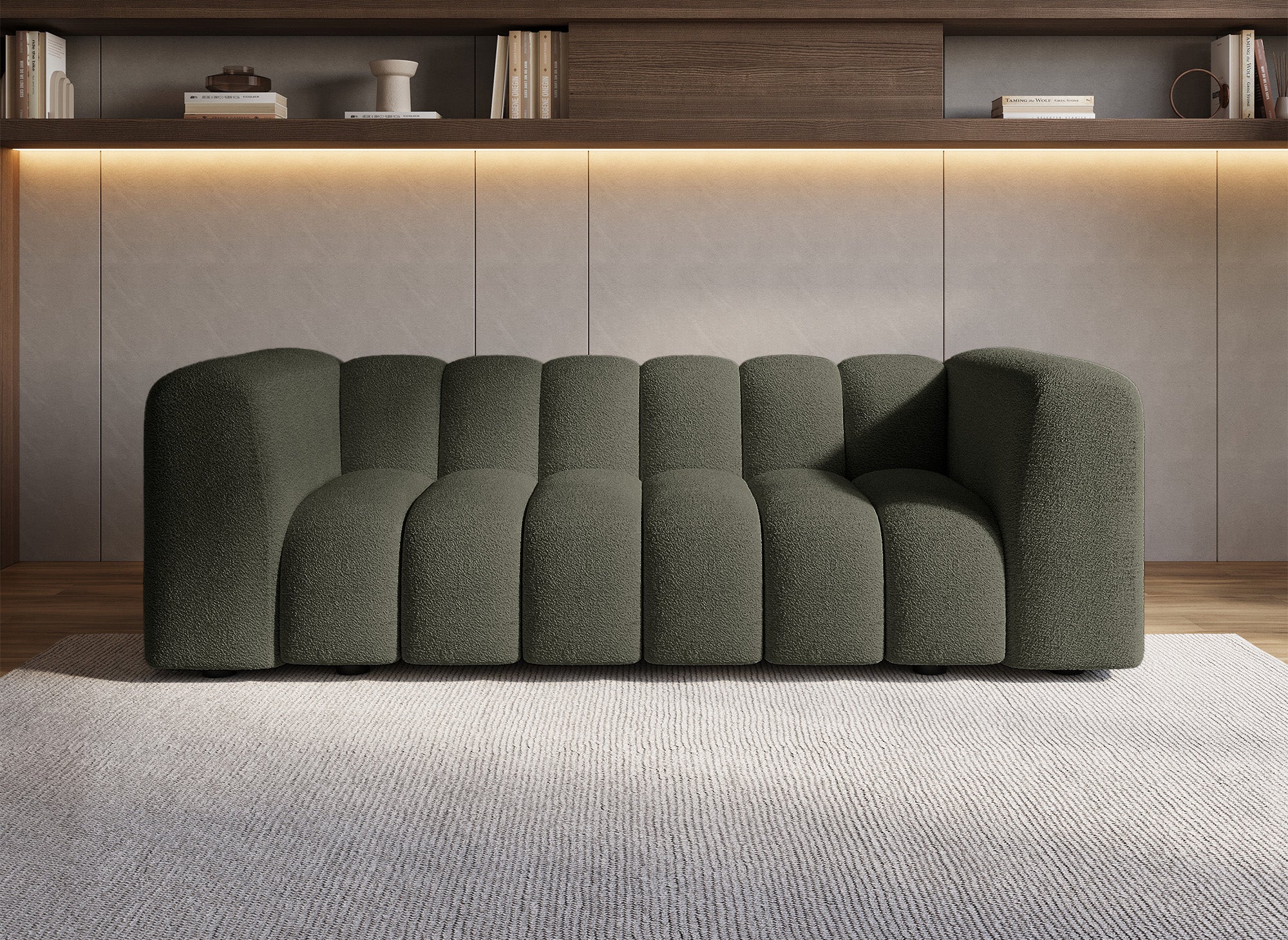 AELIS 3-Sitzer-Sofa aus grünem Bouclé-Stoff