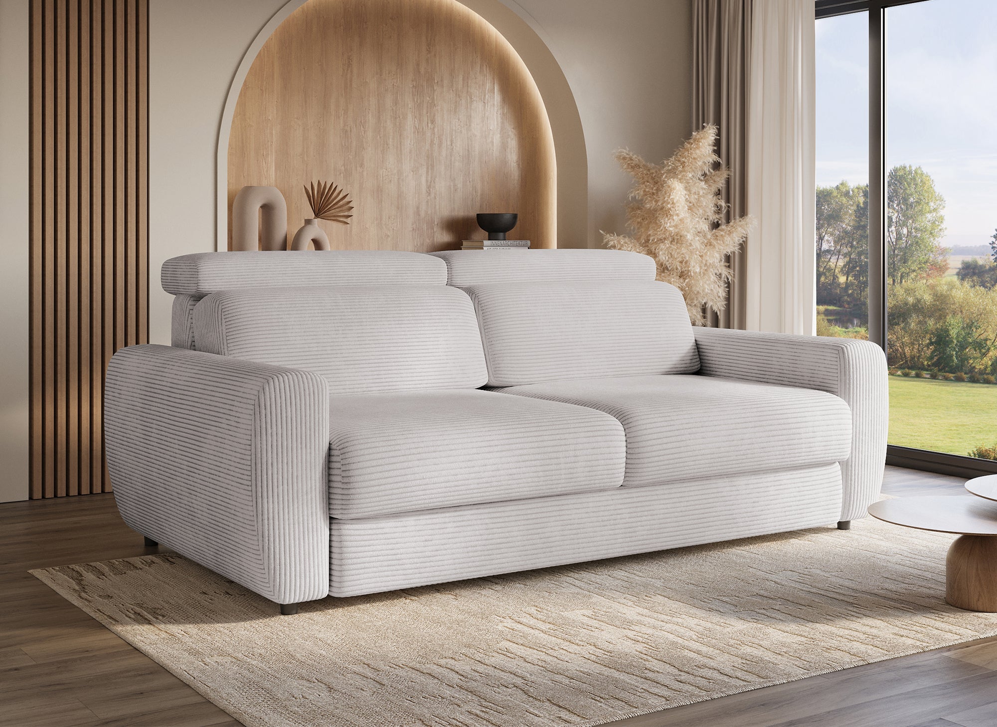 TOGO 3-Sitzer Express-Schlafsofa in grauem Cord