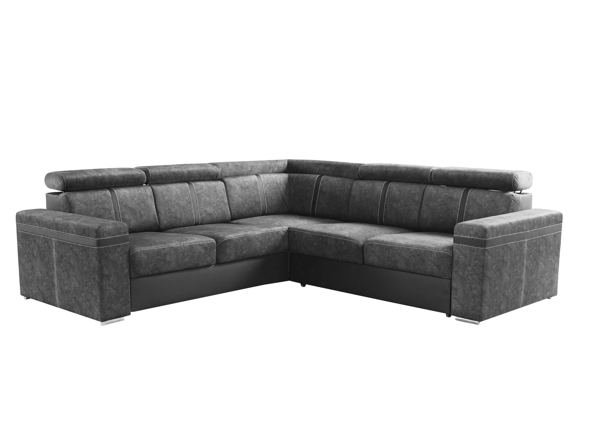 MERYL umwandelbares und wendbares Ecksofa aus dunkelgrauem Stoff