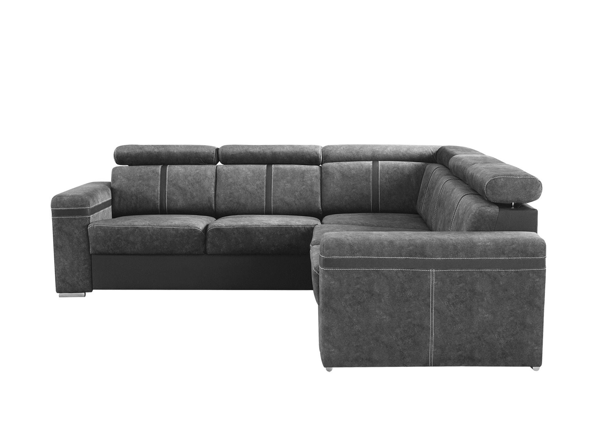 MERYL umwandelbares und wendbares Ecksofa aus dunkelgrauem Stoff
