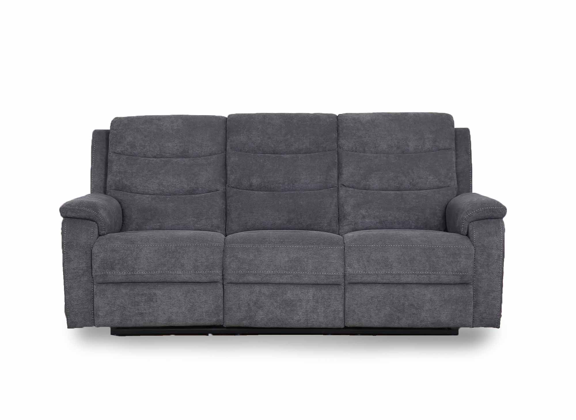 RICHARD 3-Sitzer elektrisches Entspannungssofa aus dunkelgrauem Stoff