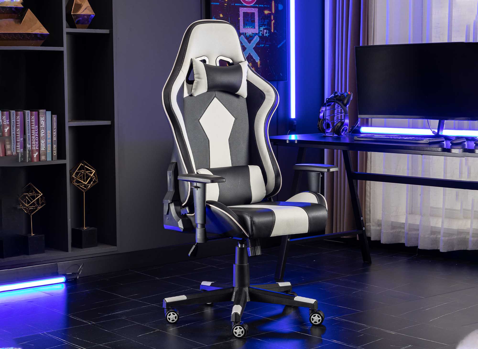 SOUL Gaming-Bürostuhl aus Kunstleder in Schwarz und Weiß