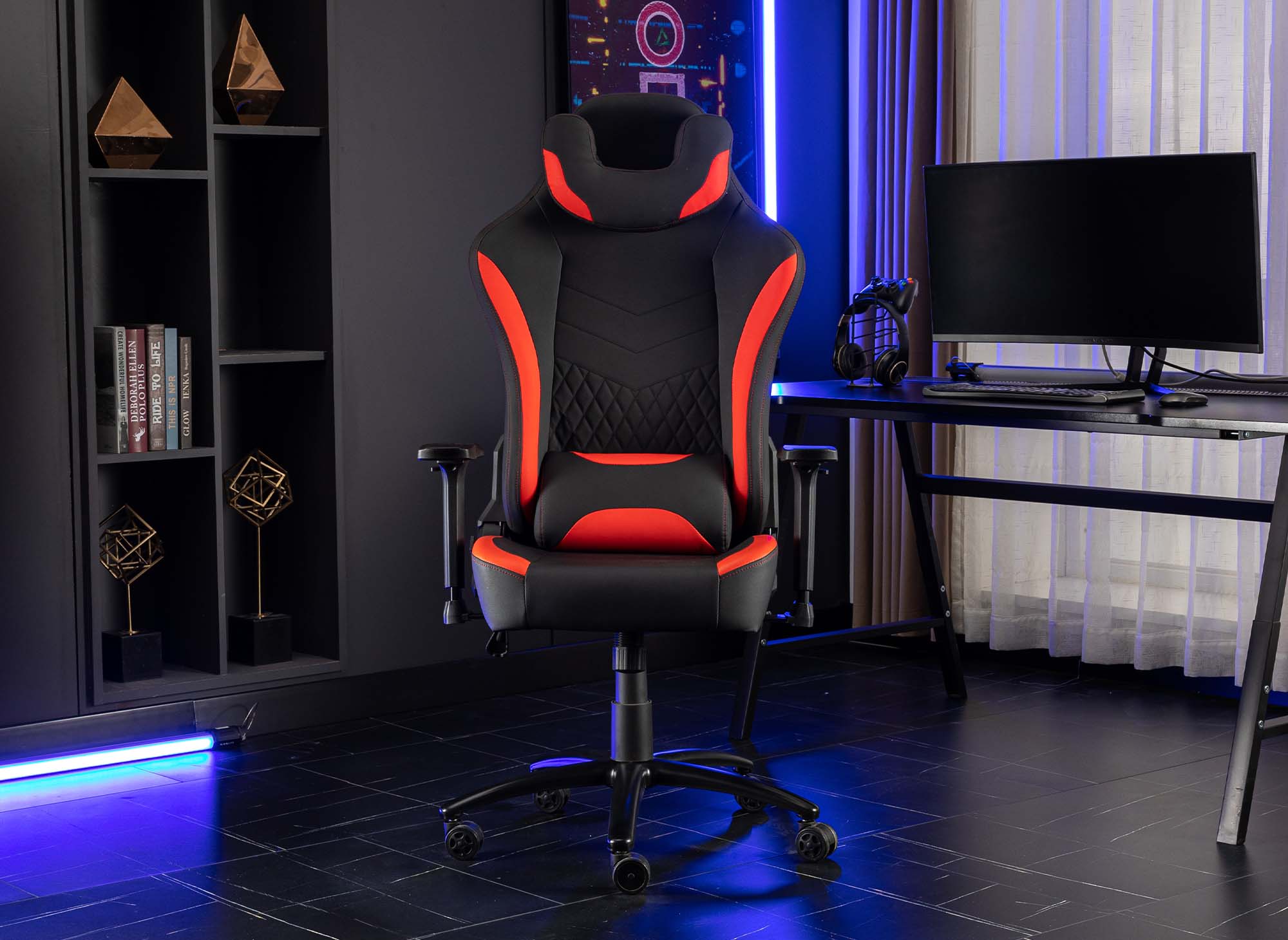 EVALD Gaming-Bürostuhl aus Kunstleder in Schwarz und Rot