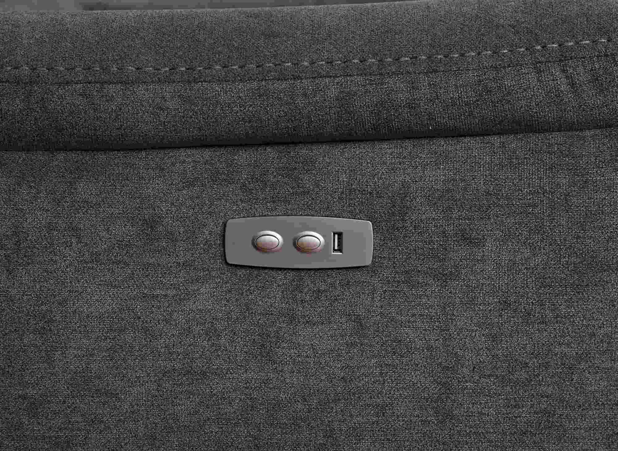 RICHARD 3-Sitzer elektrisches Entspannungssofa aus dunkelgrauem Stoff