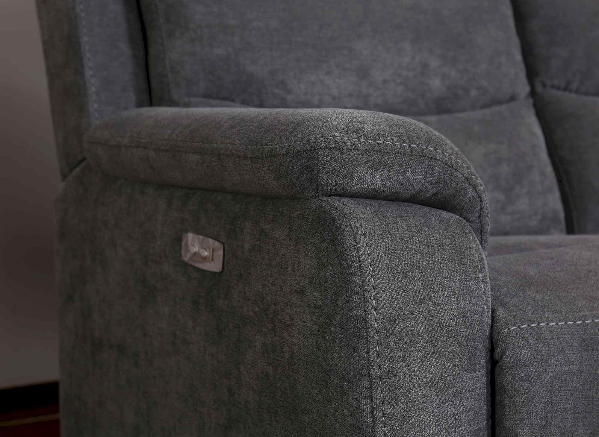 RICHARD 3-Sitzer elektrisches Entspannungssofa aus dunkelgrauem Stoff
