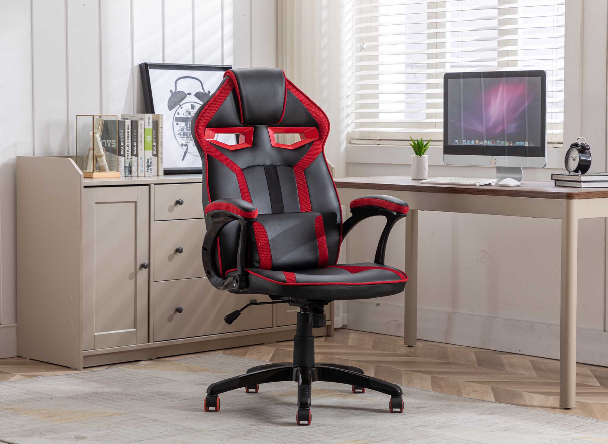 ZONA Gaming-Bürostuhl aus Kunstleder in Schwarz und Rot