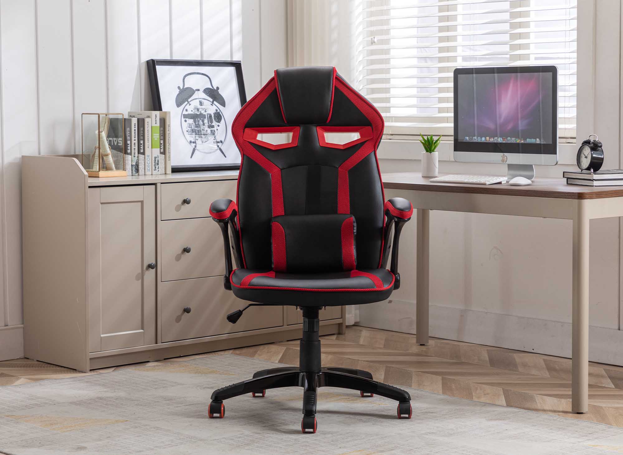 ZONA Gaming-Bürostuhl aus Kunstleder in Schwarz und Rot