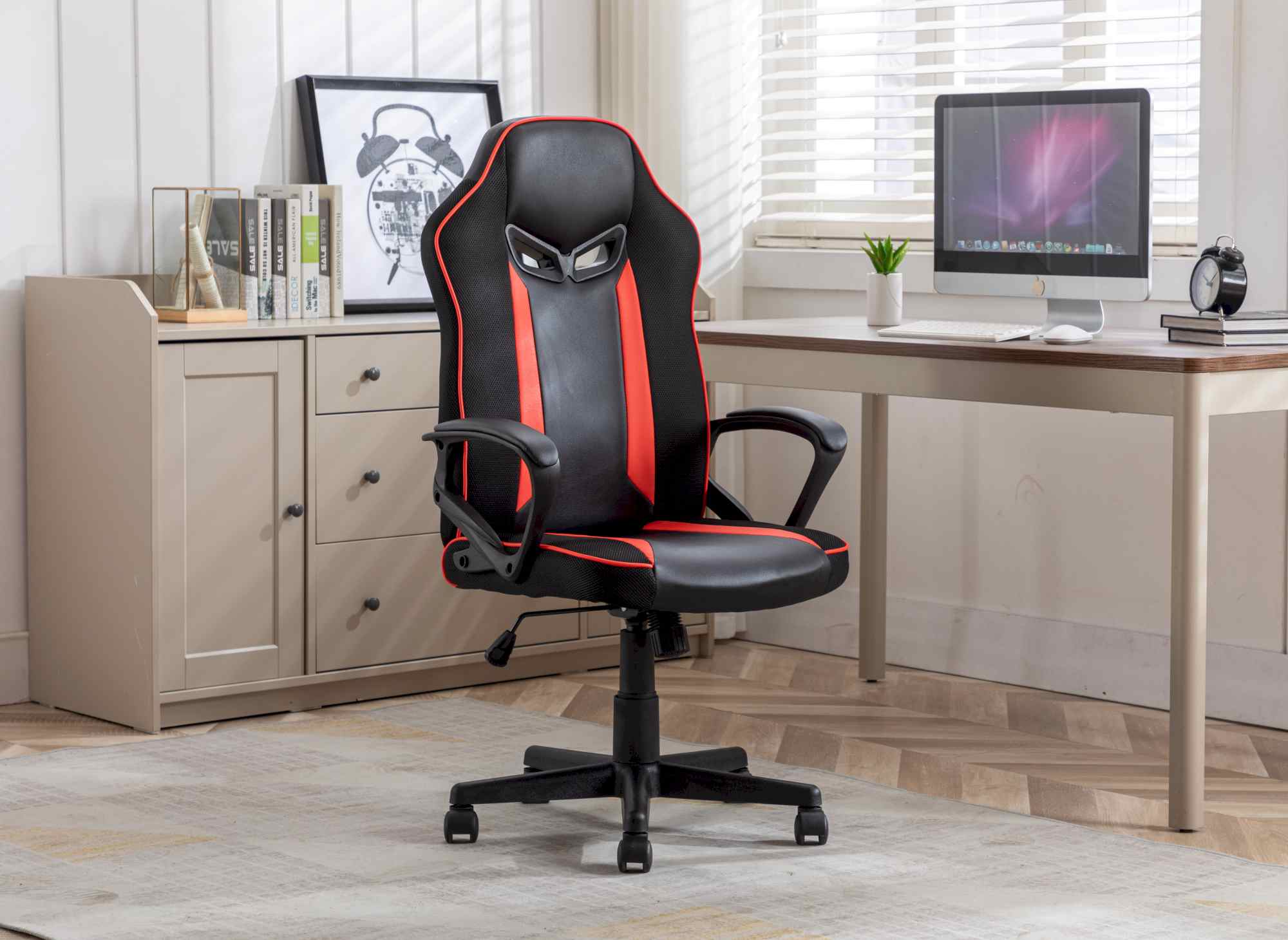 Schwarz-roter Gaming-Bürostuhl MICRON
