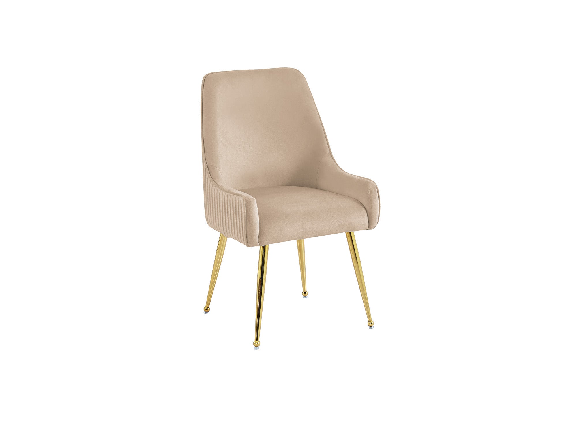 2er-Set beige Samtstühle mit goldenen Metallbeinen DORY