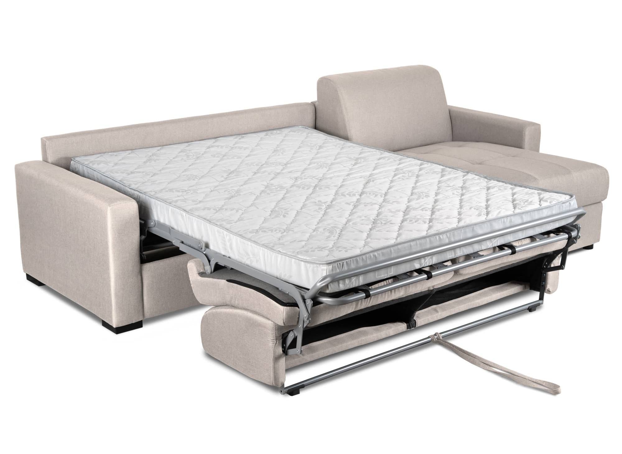 LOUNA umwandelbares Ecksofa aus beigem Stoff mit Aufbewahrungsbox