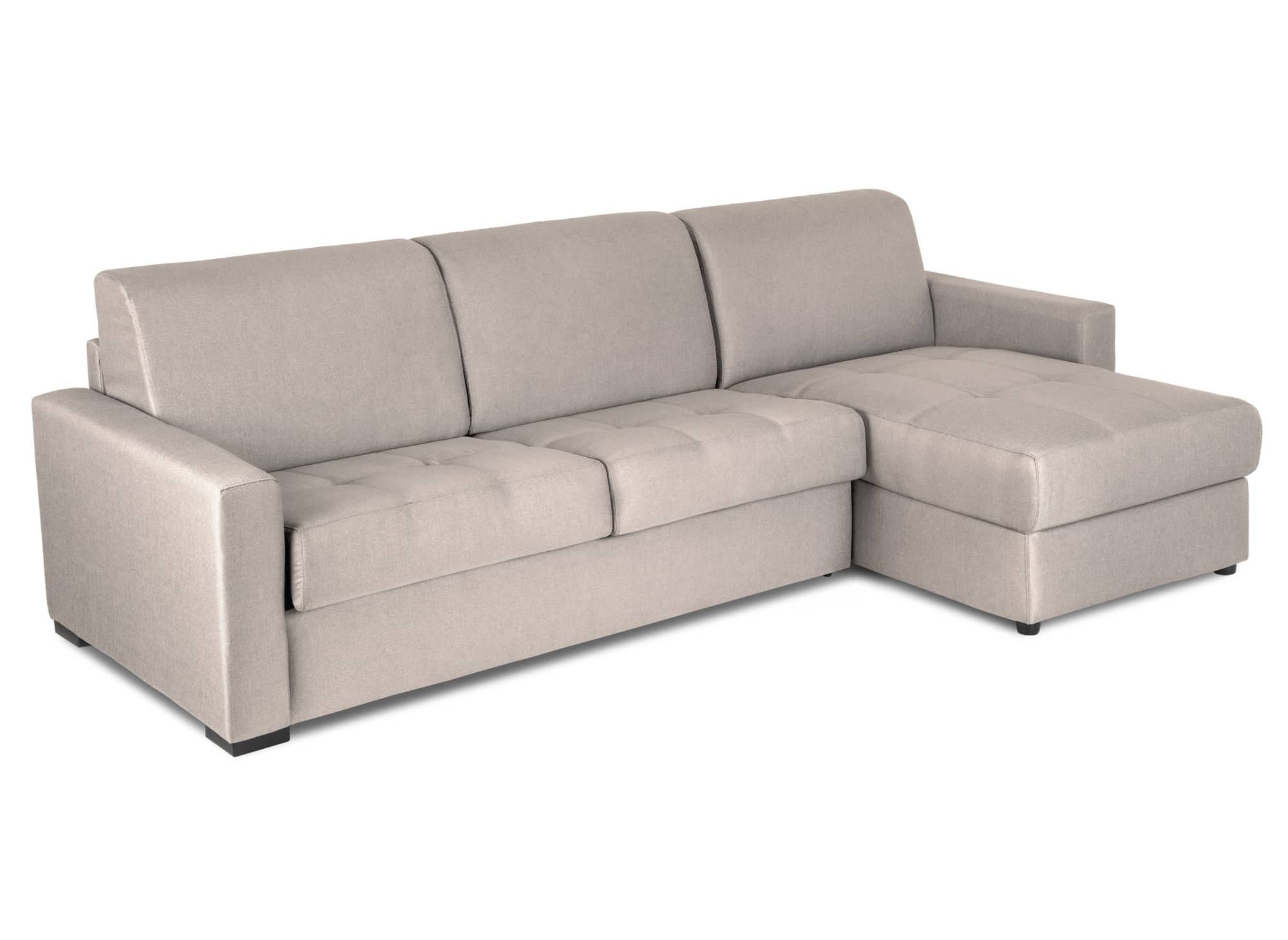 LOUNA umwandelbares Ecksofa aus beigem Stoff mit Aufbewahrungsbox