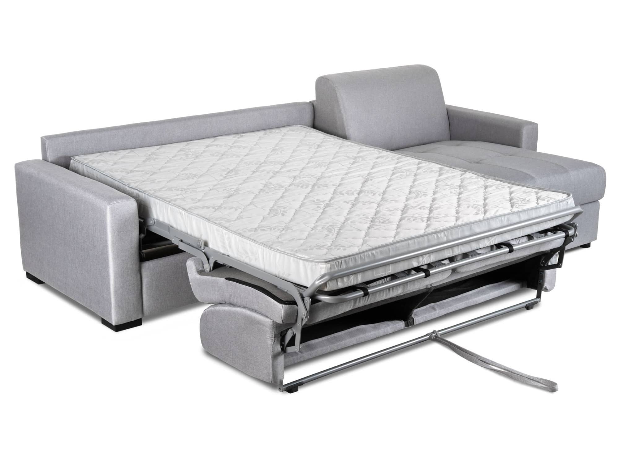 LOUNA umwandelbares Ecksofa aus grauem Stoff mit Aufbewahrungsbox