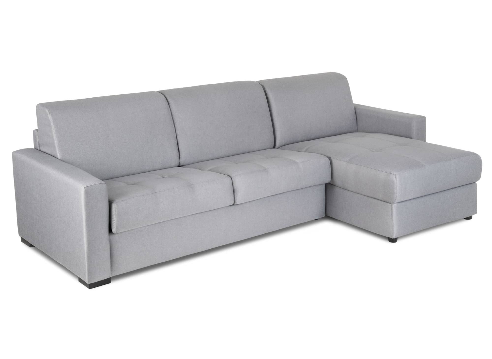 LOUNA umwandelbares Ecksofa aus grauem Stoff mit Aufbewahrungsbox