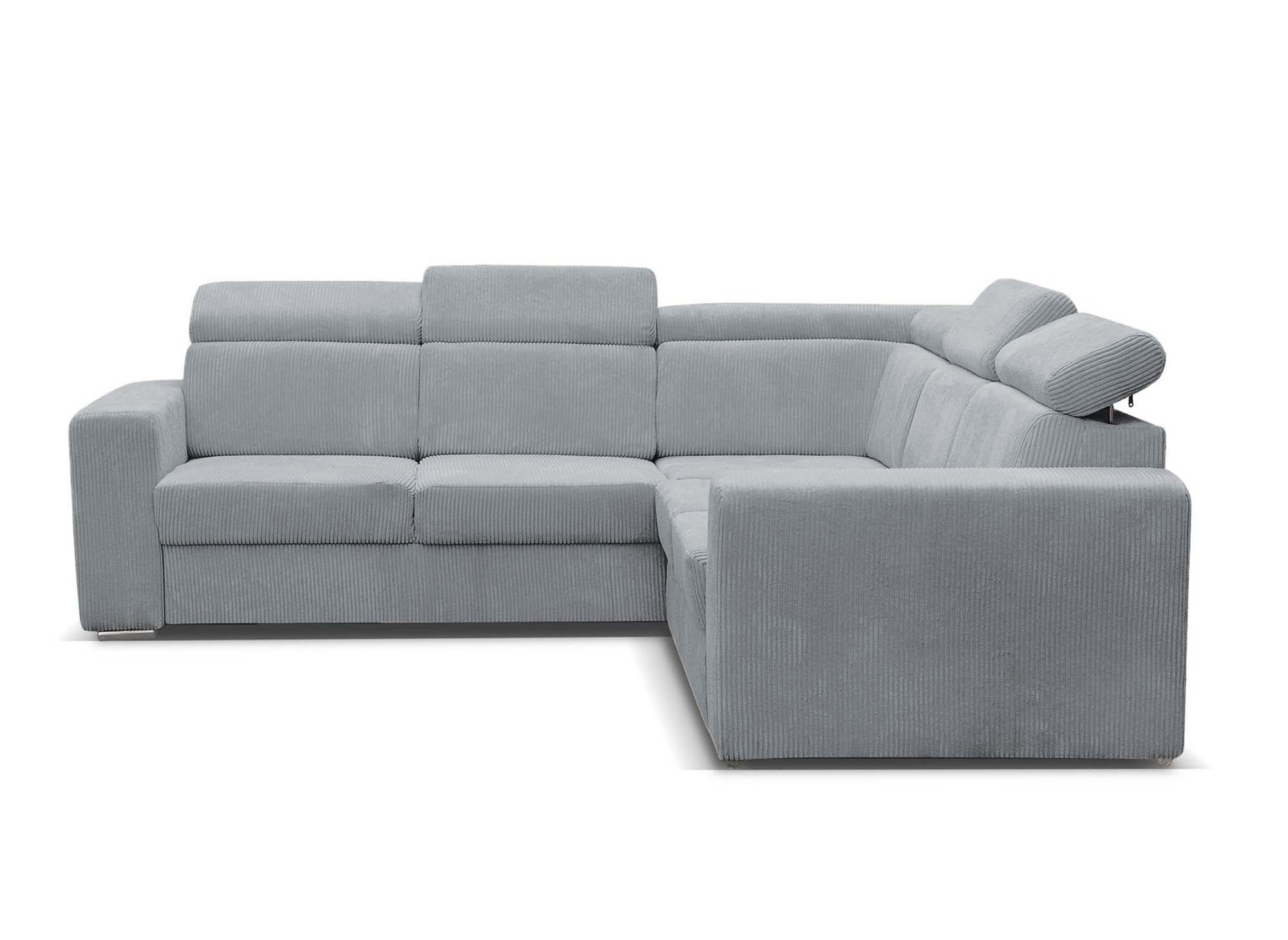 MERYL Ecksofa aus hellgrauem Cord, umwandelbar und wendbar