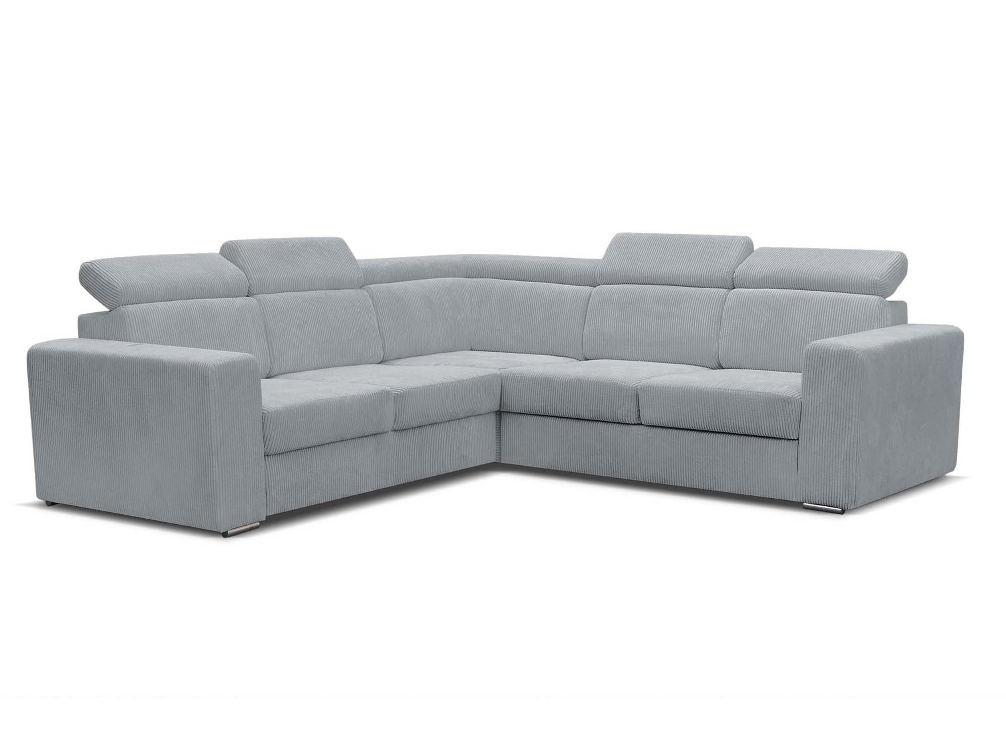 MERYL Ecksofa aus hellgrauem Cord, umwandelbar und wendbar