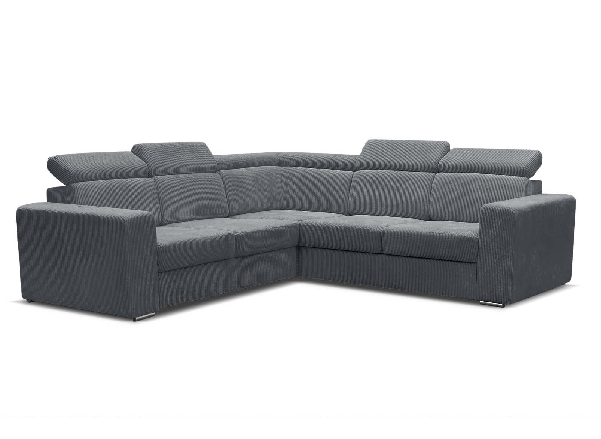 MERYL Ecksofa aus dunkelgrauem Cord, umwandelbar und wendbar