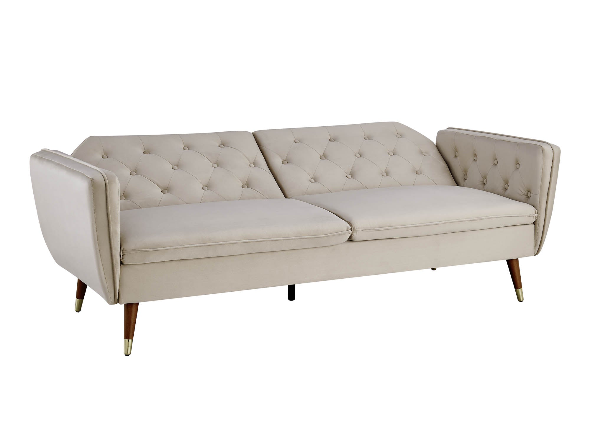 ARIANE 3-Sitzer-Schlafsofa aus beigem Samtstoff