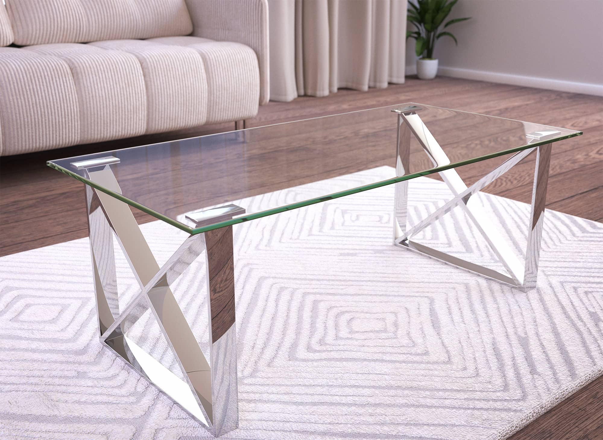 Rechteckiger Couchtisch aus Glas ISORE