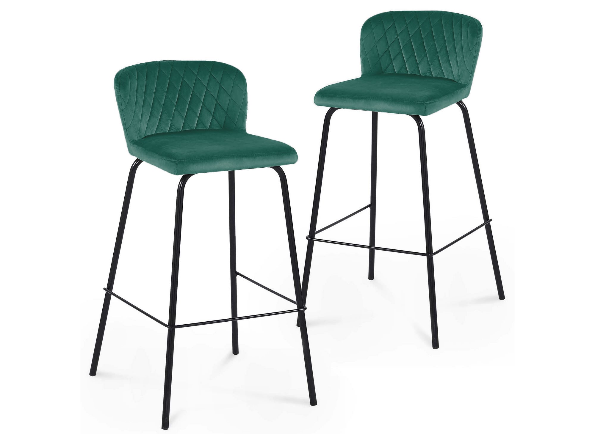 2er Set Designer Barhocker aus grünem Samt BOSCO