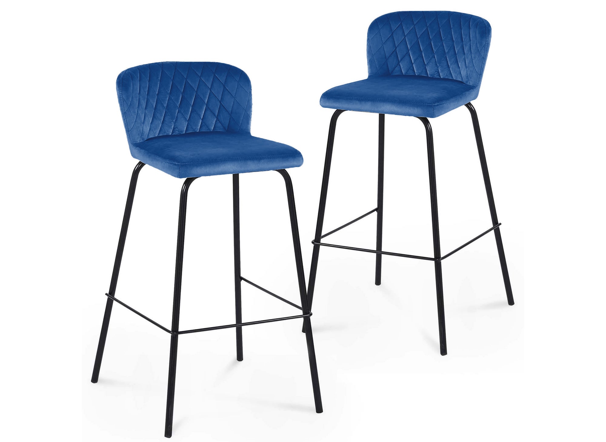 2er-Set BOSCO Designer-Barhocker aus blauem Samt