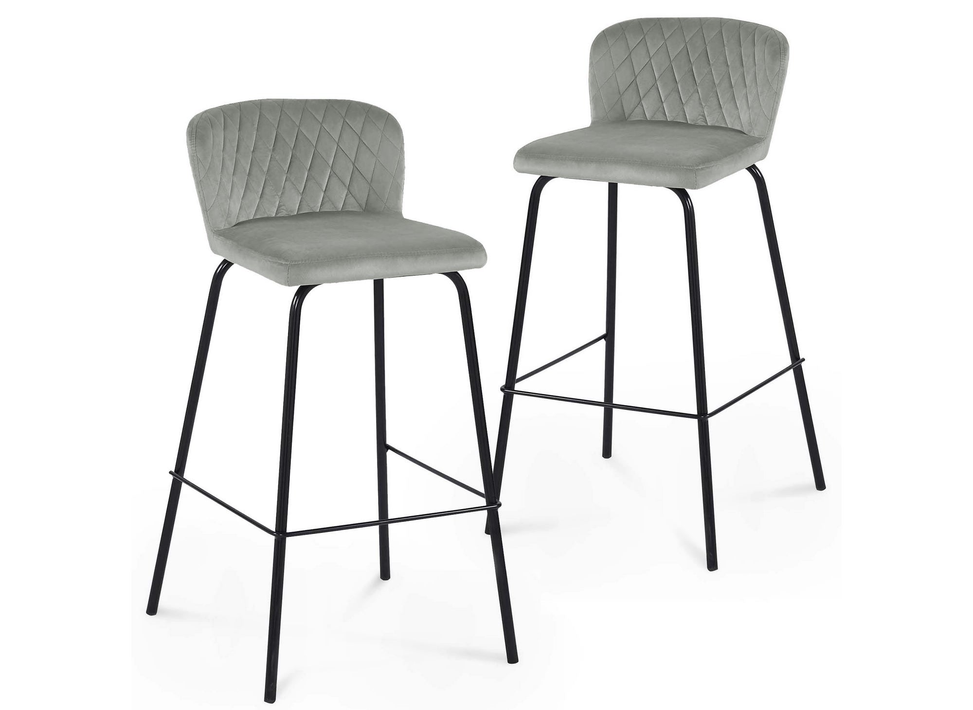 2er Set Designer Barhocker aus grauem Samt BOSCO