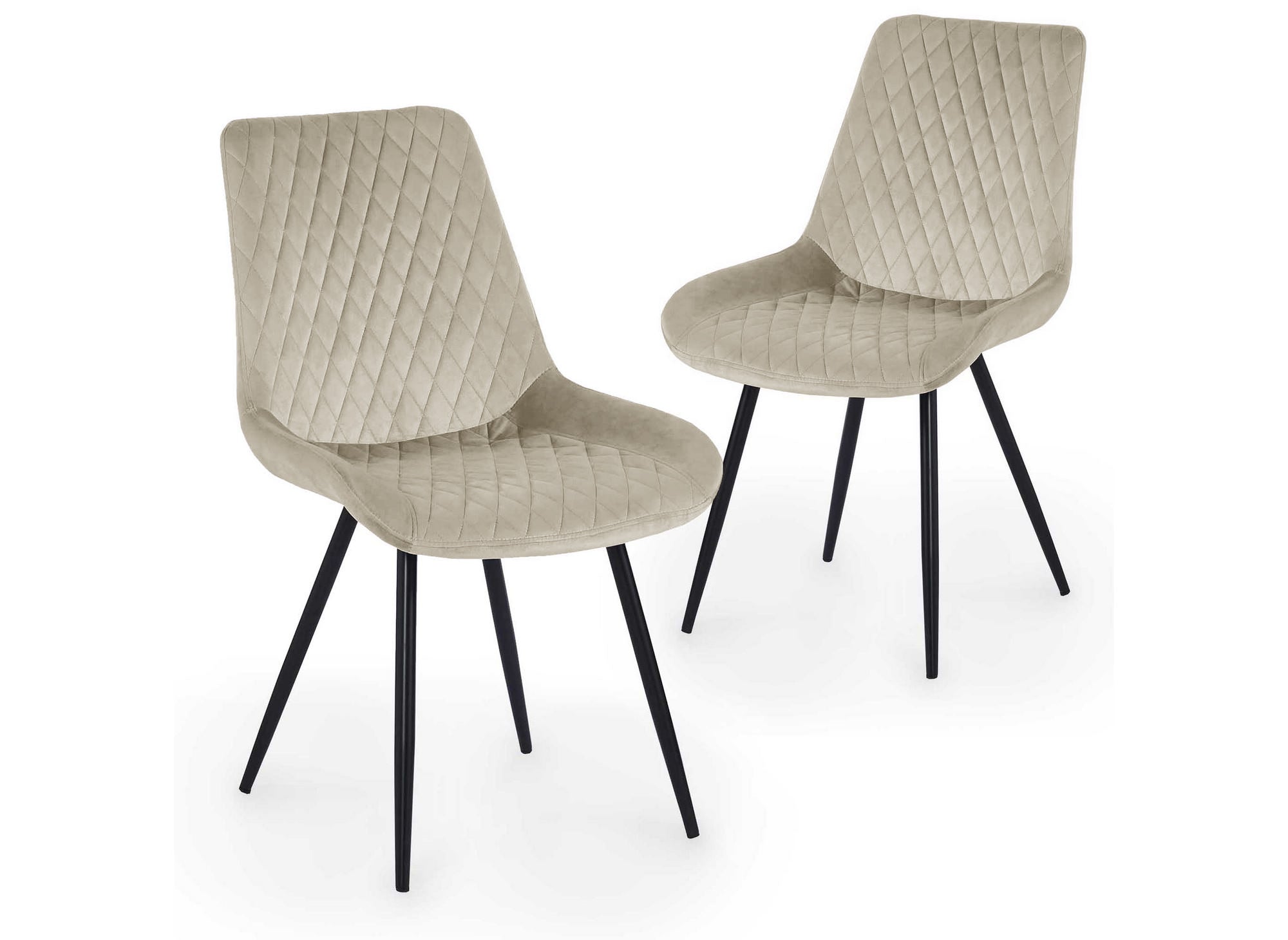 2er-Set Designer-Stühle YOLA aus beigem Samt