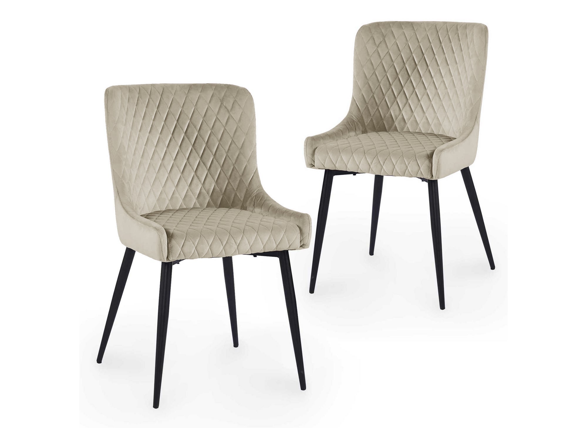 2er-Set Designer-Stühle JENNY aus beigem Samt