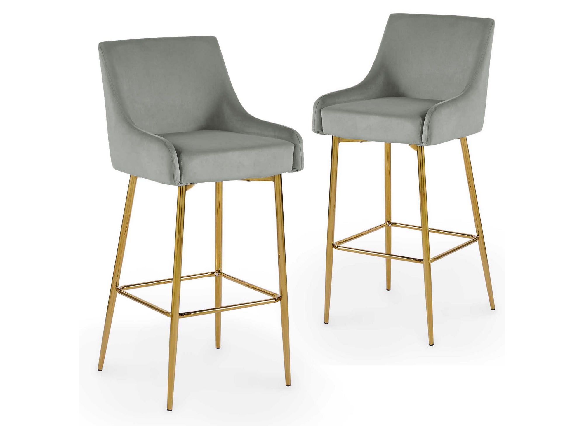 2er-Set LALYA Designer-Barhocker aus grauem Samt
