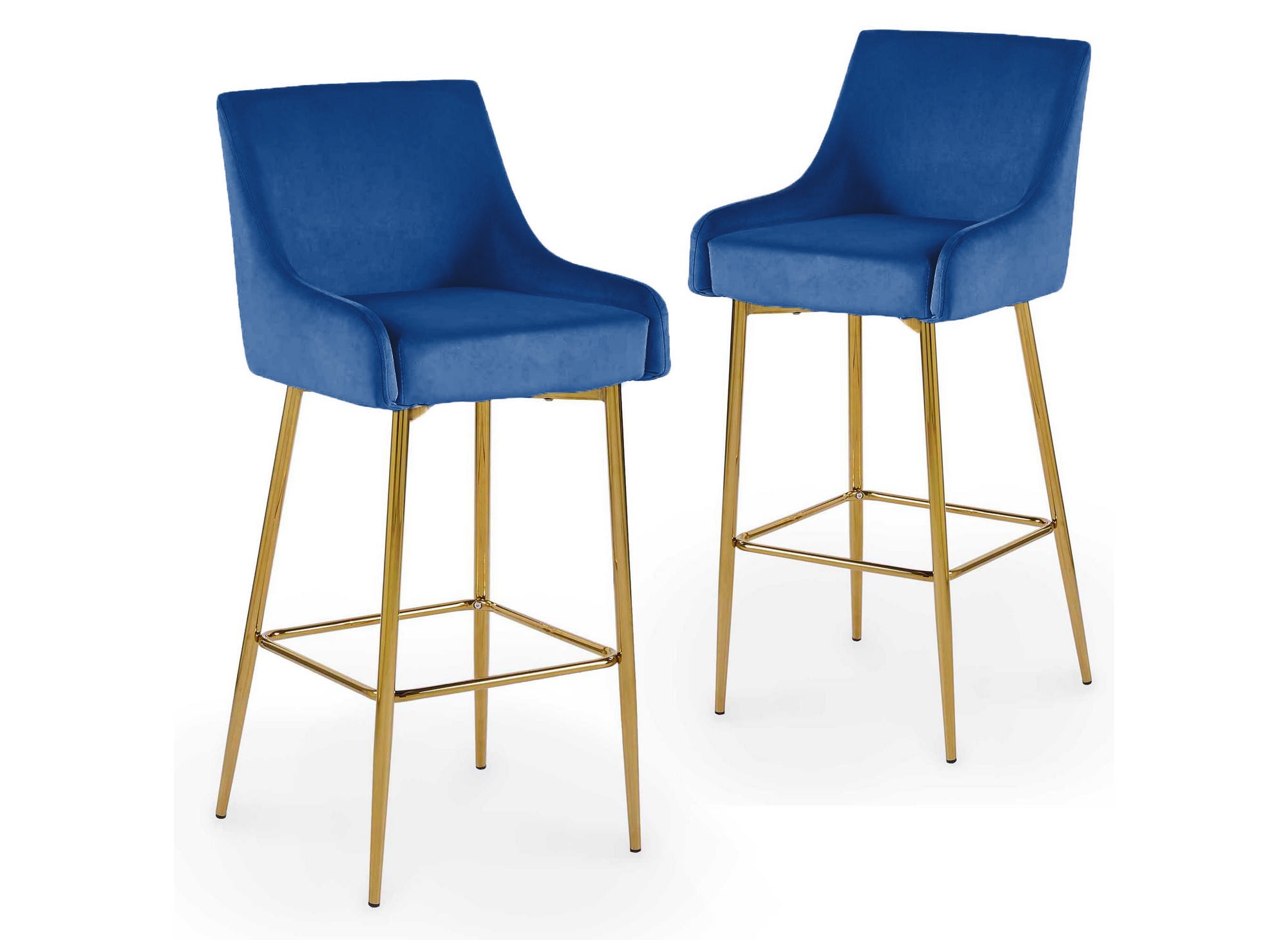 2er-Set LALYA Designer-Barhocker aus blauem Samt