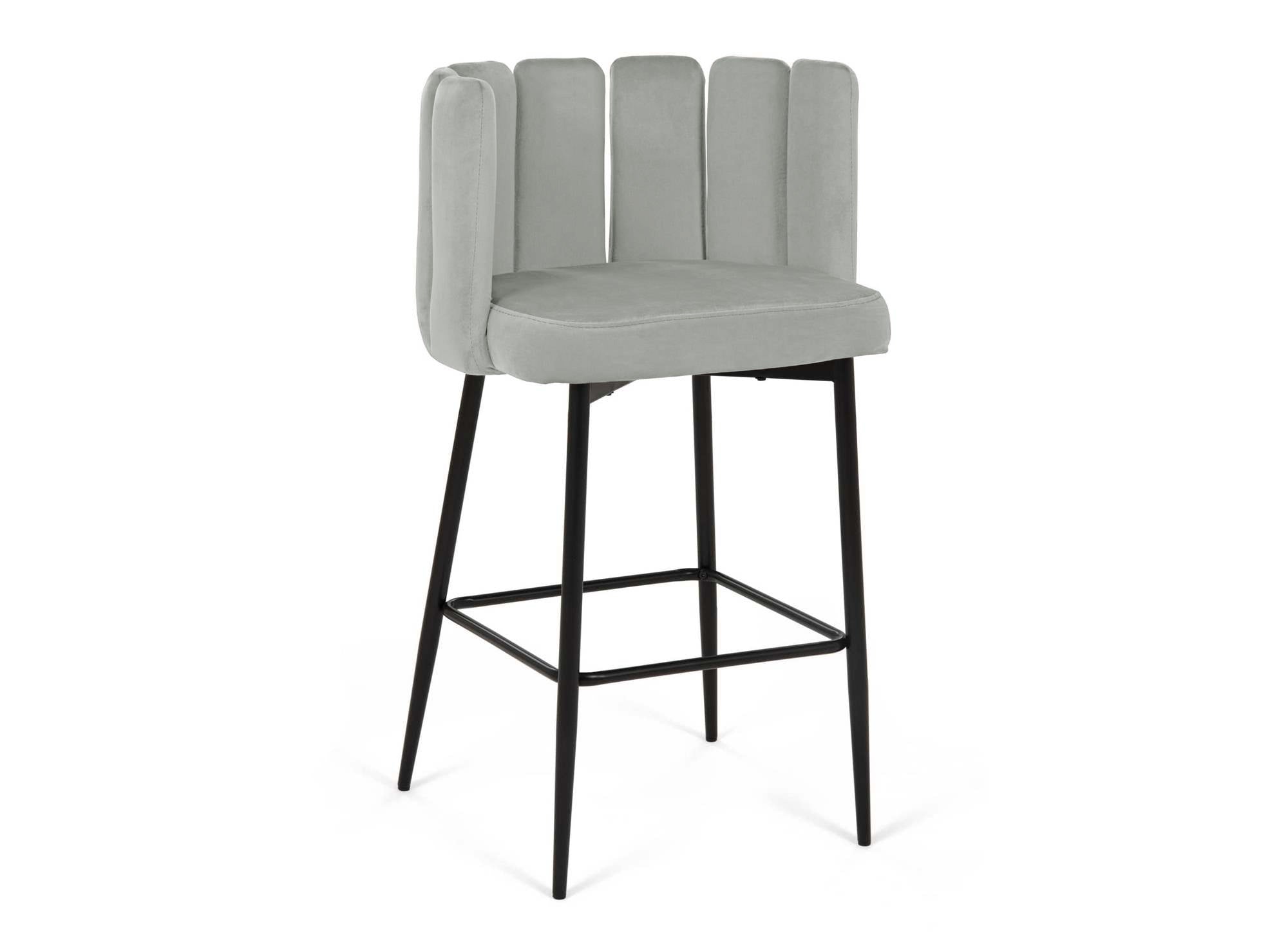 2er-Set Designer-Barhocker DEBBY aus grauem Samt