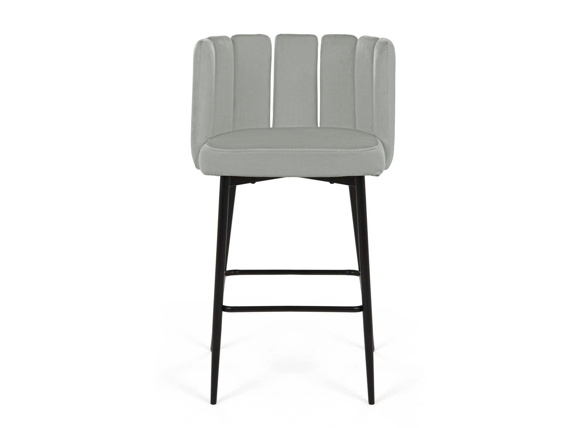 2er-Set Designer-Barhocker DEBBY aus grauem Samt