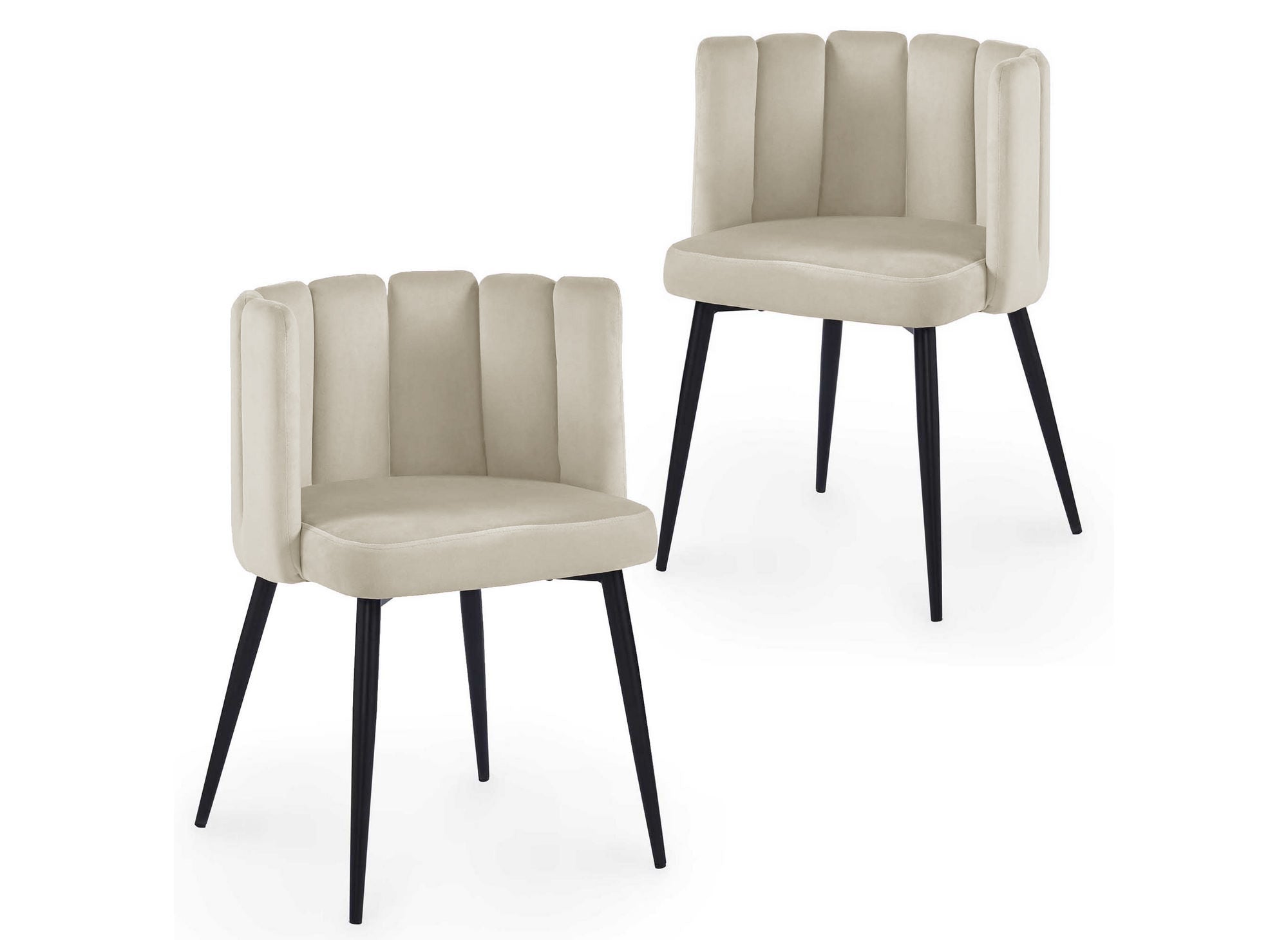 2er-Set Designer-Stühle DEBBY aus beigem Samt