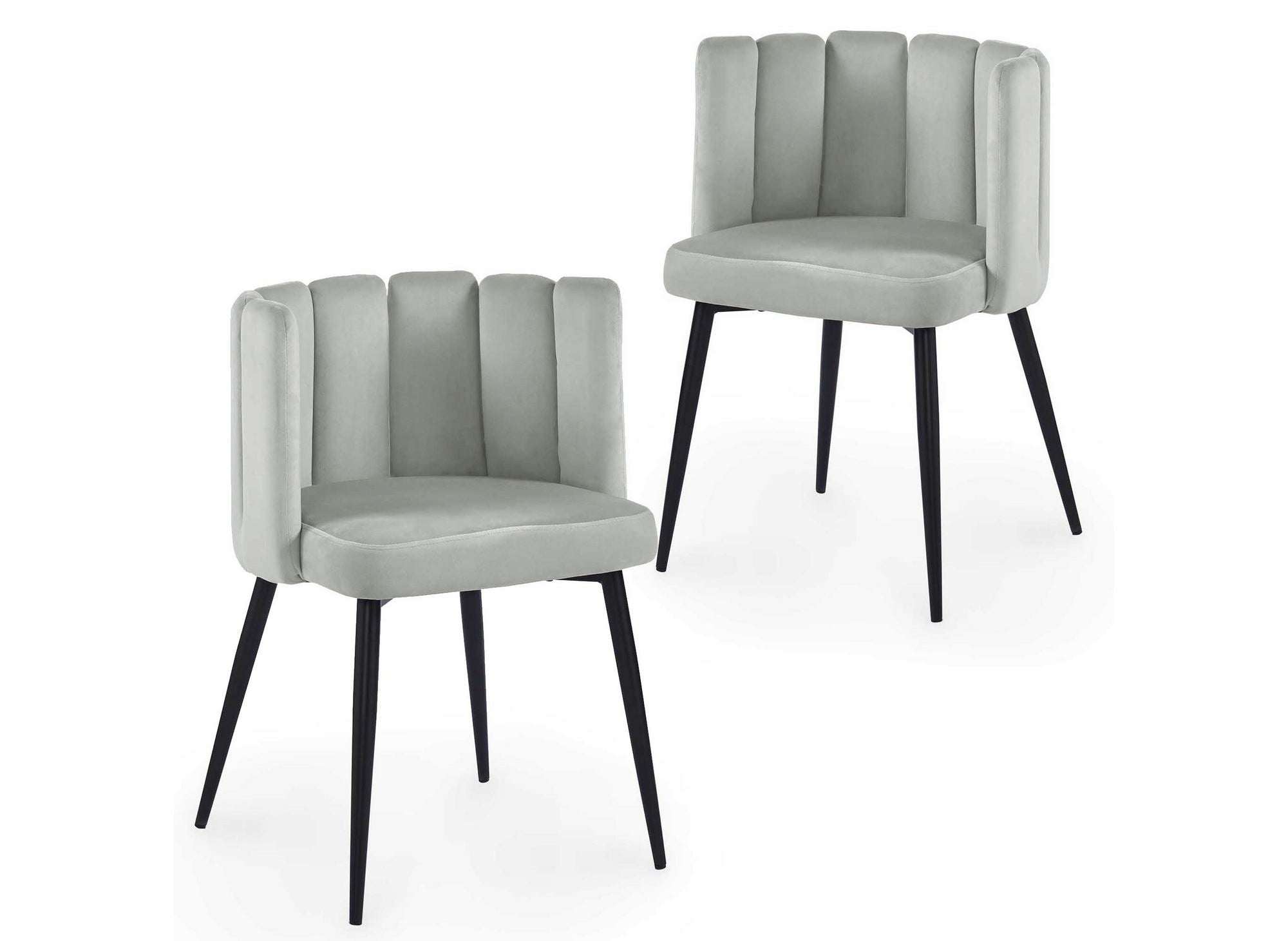 2er-Set Designerstühle DEBBY aus grauem Samt