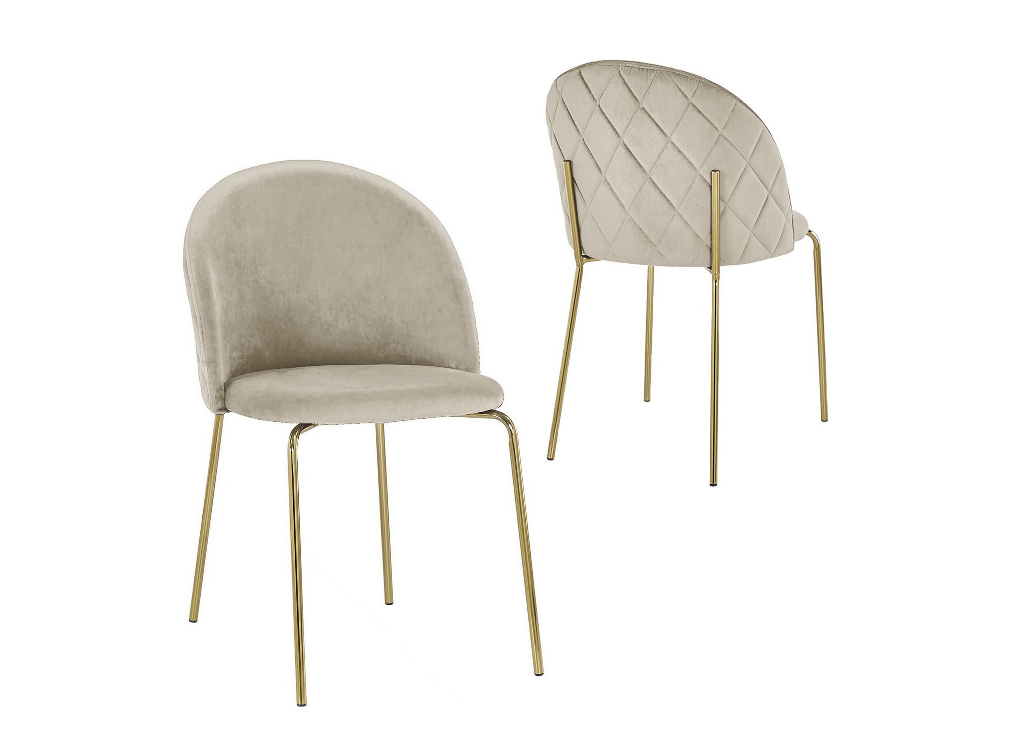 2er-Set Designer-Stühle KENNETH aus beigem Samt