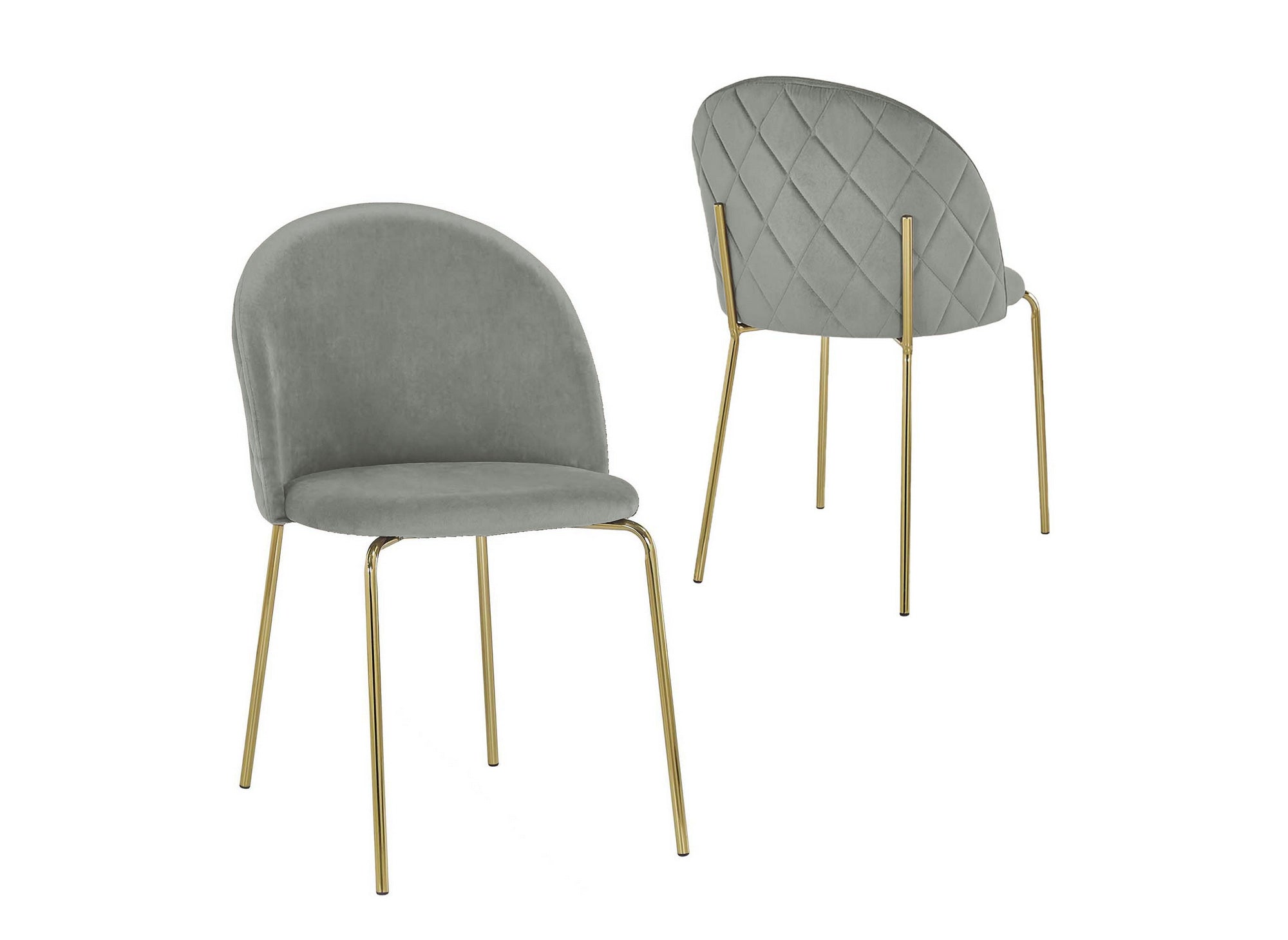 2er-Set KENNETH Designer-Stühle aus grauem Samt