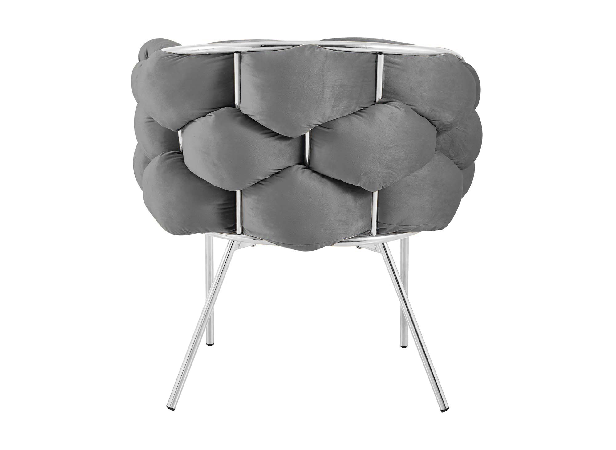 2er-Set graue Samtstühle mit silbernen Metallbeinen CHARLOTTE