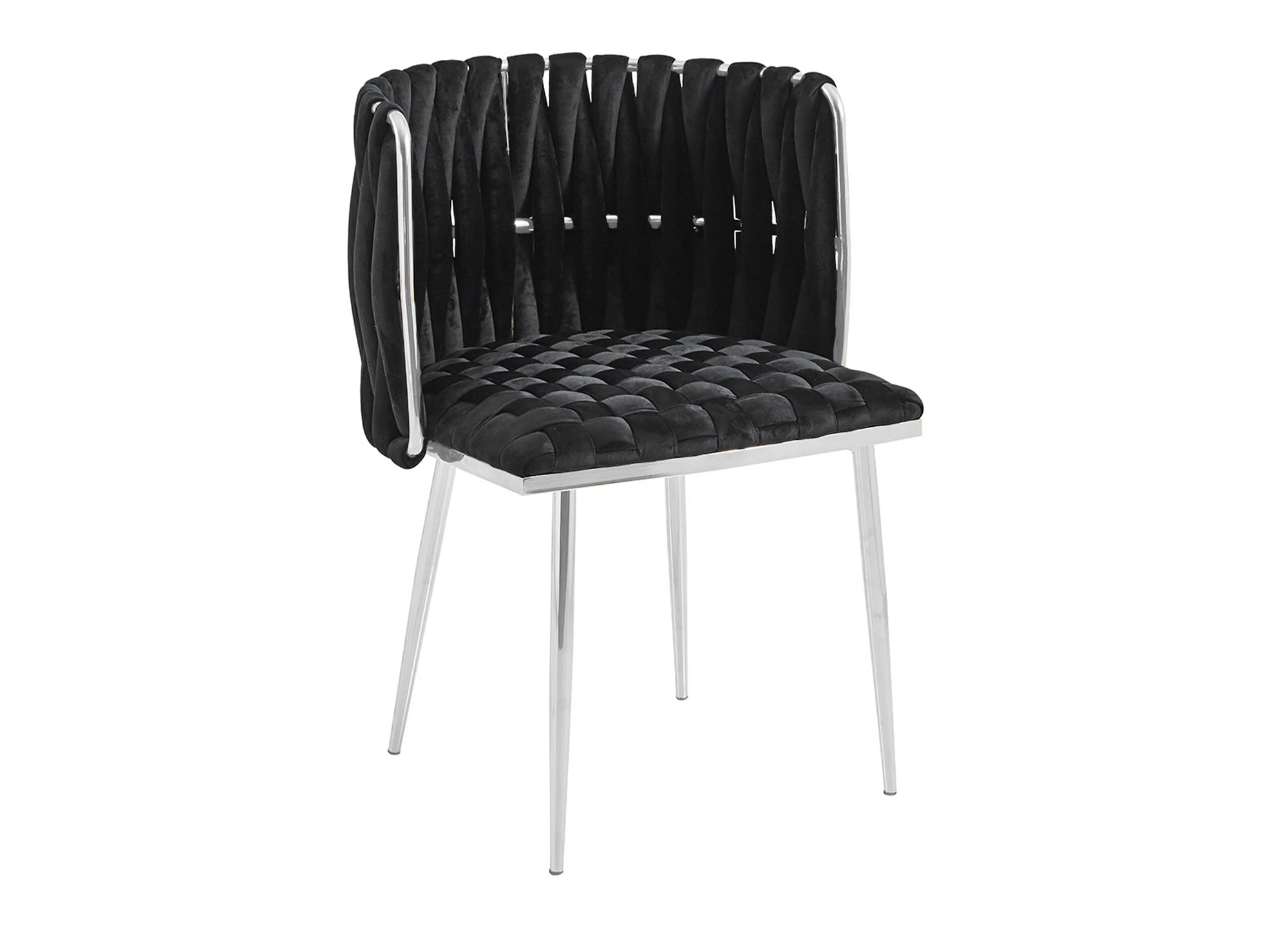 2er-Set schwarzer Samtstühle mit silbernen Metallbeinen POLO