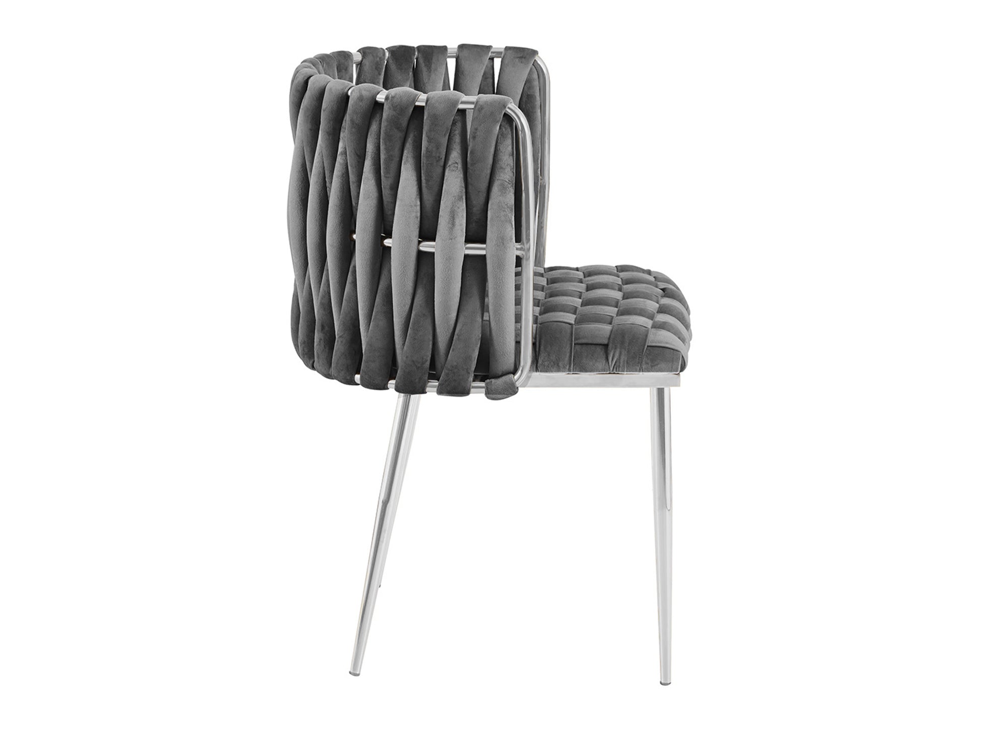 2er-Set graue Samtstühle mit silbernen Metallbeinen POLO
