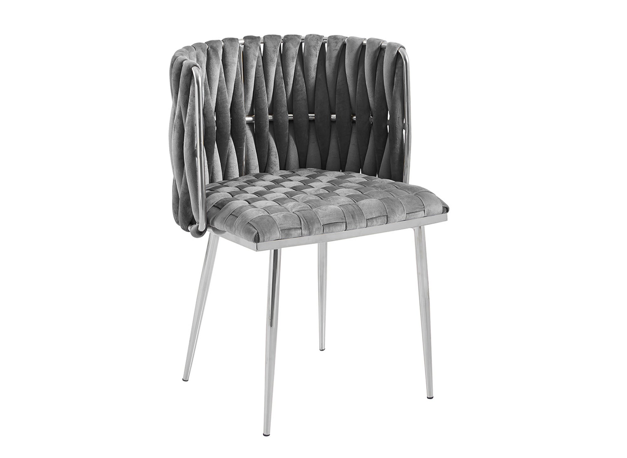 2er-Set graue Samtstühle mit silbernen Metallbeinen POLO