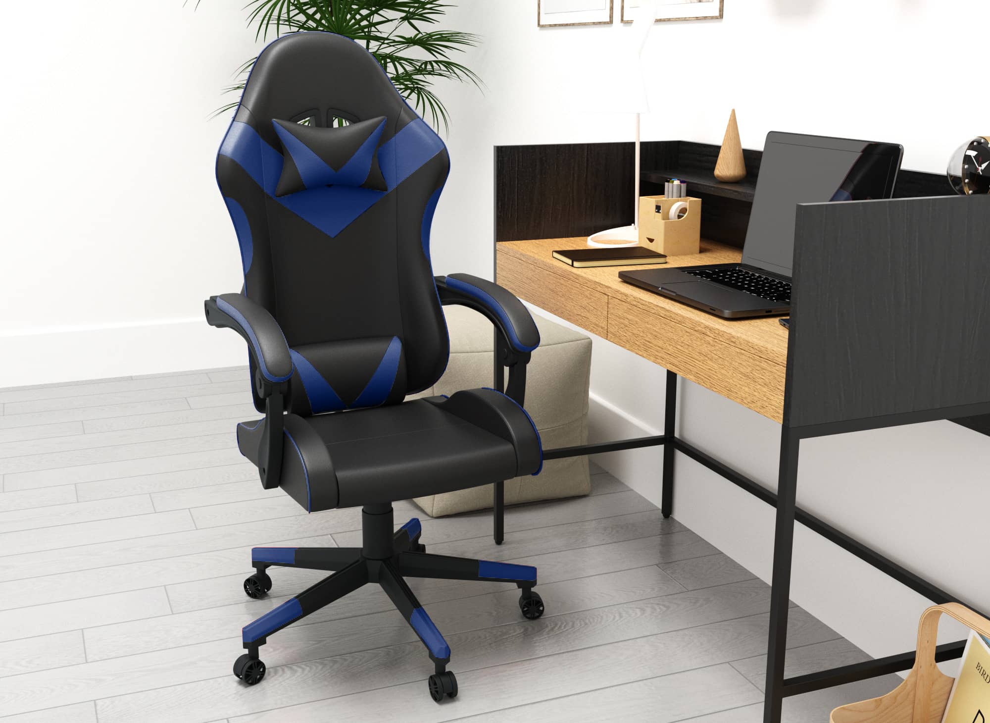 PIXEL Gaming-Stuhl aus Kunstleder in Schwarz und Blau